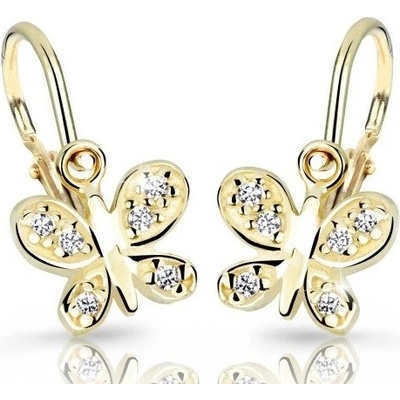 Cutie Diamonds detské zlaté náušnice Motýliky s briliantmi DC2748-10-10-X-1