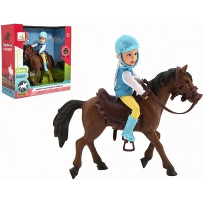Teddies Kůň + /panáček žokej plast 20cm v krabici 23x23x9,5cm
