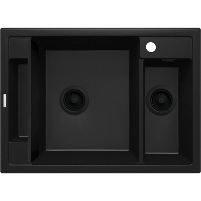 Deante black nero matt magnetic 1.5-bowl granite sink (zrm_n503)