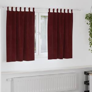 Pure Line Home Кадифени завеси в цвят бордо с текстилни гайки (уши), 2 бр. , 140 x 140 см