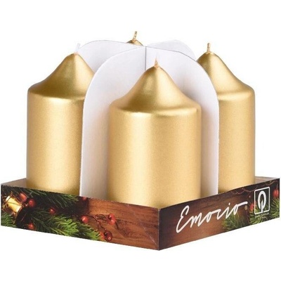 Emocio adventní válec 4ks 4 x 75 mm Metal zlaté