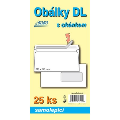BOBO BLOK - Obálky DL samolepicí s okénkem (bal. 25ks)