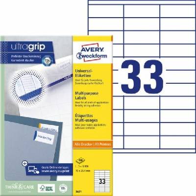 AVERY Zweckform univerzálne etikety, 70 x 25,4 mm - biele