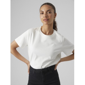 VERO MODA Дамска памучна горна с къс ръкав snow white Vero Moda | Byal | ЖЕНИ | XL