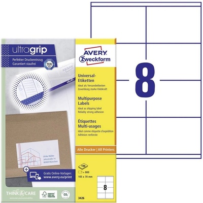Avery-Zweckform 3426 105 x 70 mm papier biela 800 ks trvalé univerzálne etikety atrament, laser, kópie; 3426