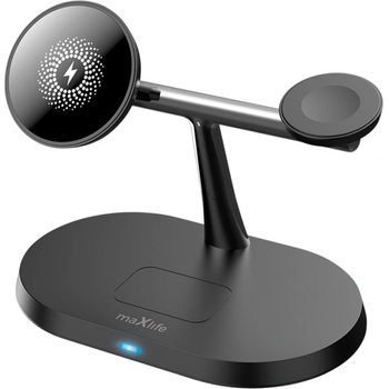 Maxlife Безжично зарядно Maxlife MXWC-03, 3in1, 15W, Черен (MXWC-03)
