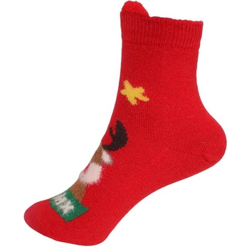 Дамски червени вълнени чорапи с елен