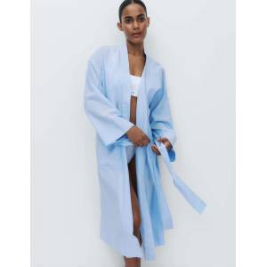 Marks & Spencer Плед от chambray материал от чиста памук Marks & Spencer синя Marks & Spencer | Sin | ЖЕНИ | S
