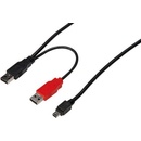 Digitus AK-300113-010-S USB Y kabel, 2xUSB 2.0, A-mini USB B, M/M, 1m