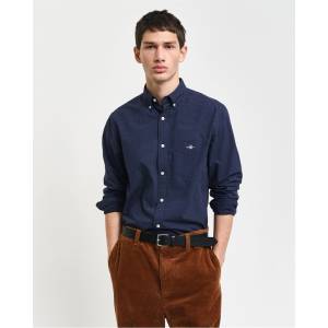 Gant Men's Micro Print Evening Blue Long-Sleeve Patterned Shirt - Evening Blue