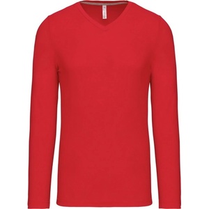 Kariban v-neck k358 / Мъжка тениска с дълъг ръкав - червена xl (20k35800404)