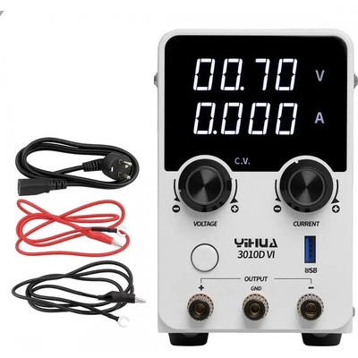 Laboratorní zdroj YIHUA 3010D-VI, 30V/10A+USB 20W QC3.0, spínaný