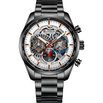 Curren Мъжки часовник Curren Selvage, Неръждаема стомана, Хронограф, Черен / Бял (CURREN-8391-BLACK-WHITE)