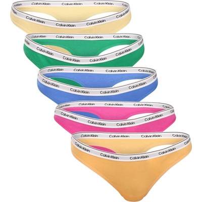 Calvin Klein 5PACK dámska tanga viacfarebná (QD5221 4WI)