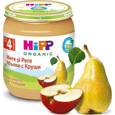 Hipp Био пюре Круши с ябълки 4м+ 125г
