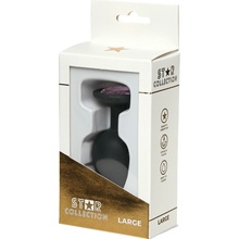 Star Collection Black Silicone Anal Plug L Light Pink Stone