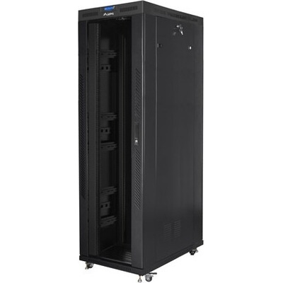 Lanberg Комуникационен шкаф Lanberg rack cabinet 19" free-standing 42U/800x1200 (flat pack) with glass door lcd black v2 (FF01-8242-12BL)