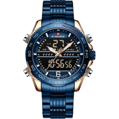 Curren Мъжки часовник Naviforce Effluvium, Неръждаема стомана, Син / Розово Злато (NAVIFORCE-9195S-BLUE-ROSEGOLD)