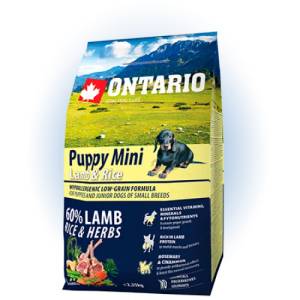 ONTARIO Puppy Mini Lamb & Rice - пълноценна храна за подрастващи кученца от малки породи (1-12 месеца) с агне и ориз 2, 25 кг, Чехия 214-10195