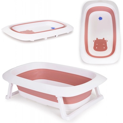 Ecotoys Dětská skládací vanička s odtokem růžová