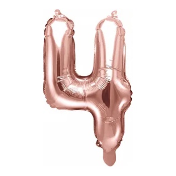 PartyDeco Балон от фолио Mini - число 4 розово златен 35 см