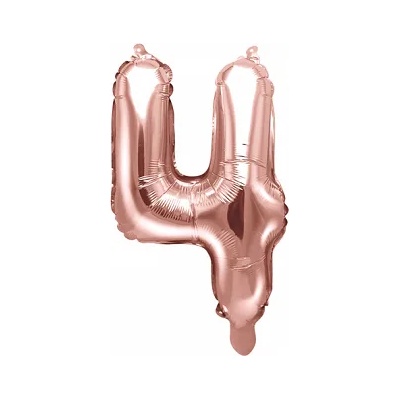 PartyDeco Балон от фолио Mini - число 4 розово златен 35 см