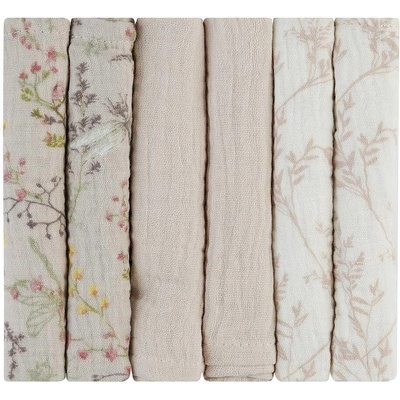 KikkaBoo Kikkaboo Комплект от 6 броя муселинови кърпички 30x30см - Secret Garden Beige (31103010109)