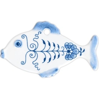 Český porcelán Dubí Vánoční ozdoba rybička závěs II cibulový porcelán 10229