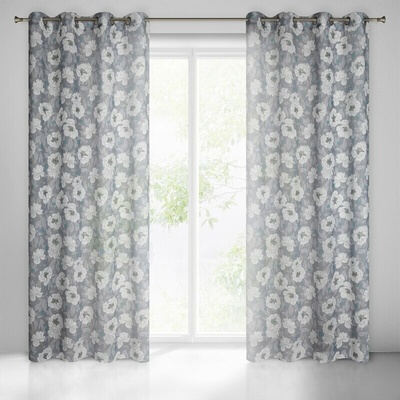 Takoy Záves FABIA z etamínu v eko štýle s kvetinovou potlačou, polopriesvitný-HF-386933 | 140 x 250 cm