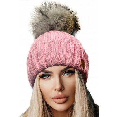 Fashionweek dámská zimní čepice s bambulí flísová podšívka Jenot Woolk Rita Růžovy