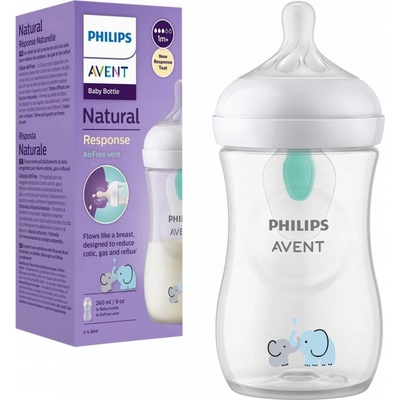 Philips Avent láhev Natural Response s ventilem AirFree medvěd bílá 260 ml
