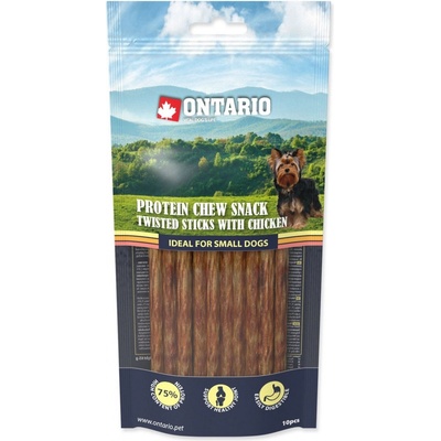 Ontario Protein kuře žvýkací kroucená tyčinka 10 ks 12,7 cm