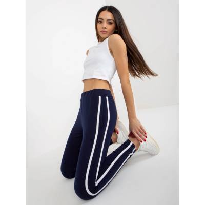 RUE PARIS navy basic sweatpants without fastening modrá