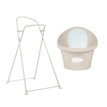 shnuggle - световно-награждавана бебешка вана за къпане с клапа - цвят Sand (SBP-SND-EUR+SHN-BST-STRP)