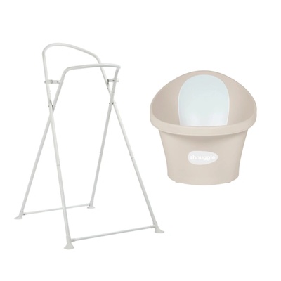 shnuggle - световно-награждавана бебешка вана за къпане с клапа - цвят Sand (SBP-SND-EUR+SHN-BST-STRP)