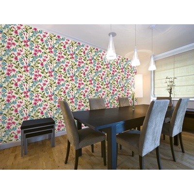 DIMEX ART Луксозна флизелинова тапета розови и сини цветя