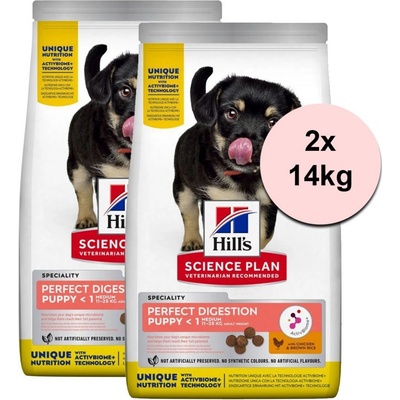 Hill's Science Plan Perfect Digestion granule pre šteňatá stredných plemien 2 x 14 kg
