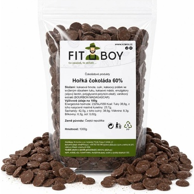 FITBOY Hořká čokoláda 60% 1000 g