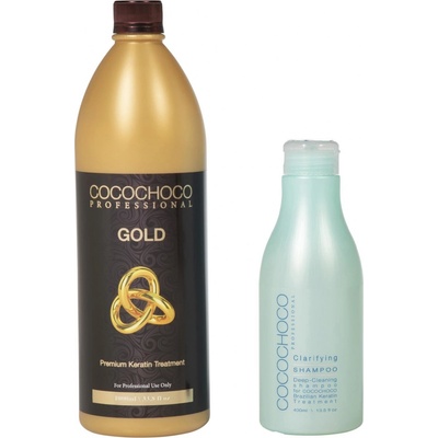 Cocochoco Brazilský keratin Gold 1 l + Cocochoco Čistící šampon 400 ml darčeková sada