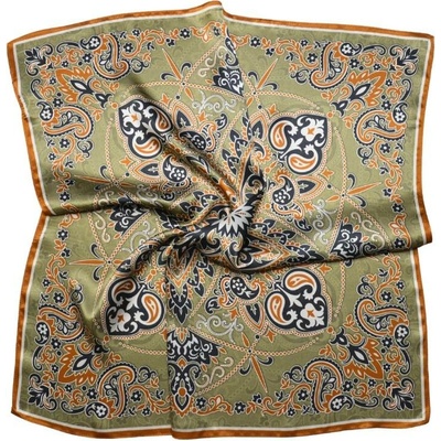 hedvábný šátek Zlato-hnědé ornamenty v dárkovém balení