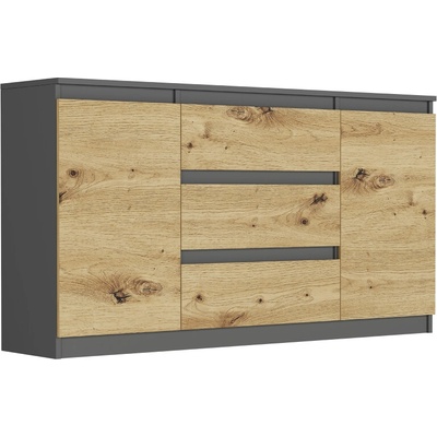 Framire Komoda se zásuvkami a skříňkami Antracit mix Artisan 140 x 40 x 76 cm Modern R140S3