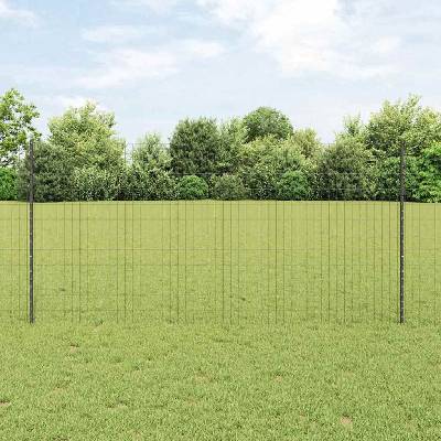 OMAXI Euro plot s pilotem 10 x 1,2 m Ocel potažená PVC Šedá Síťovina 923219
