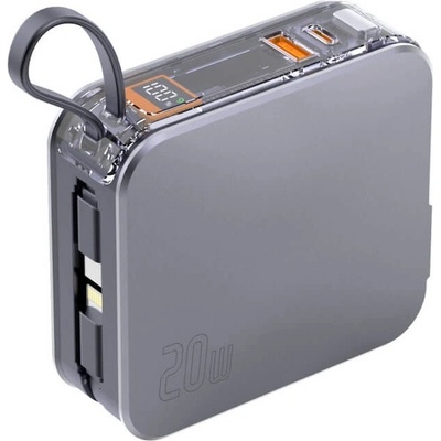 4smarts 3-in-1 Hybrid Charger Power Bank 10000 mAh - захранване с вградени USB-C и Lightning кабели и USB-C и USB-A изходи и външна батерия (сребрист)