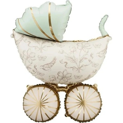PartyDeco Balónek fóliový dětský kočárek 67x96 cm