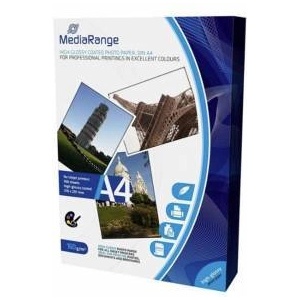 MediaRange Фото хартия MediaRange MRINK105, DIN A4, 210 x 297mm, за мастилено-струйни принтери, гланцирана, 160g, 100 страници