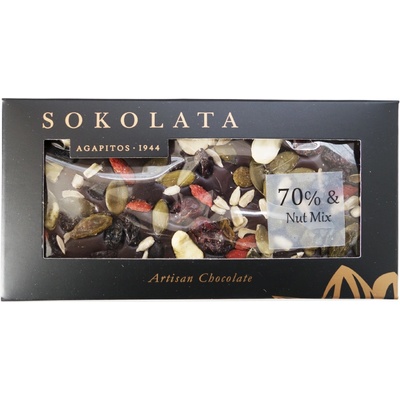 SOKOLATA AGAPITOS 70% hořká s ořechy 100 g