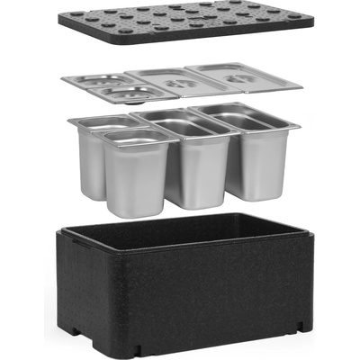 TECHNICA [Sada] Termoizolační nádoba GN 1/1 250 mm | Essential Line + 2x nádoba GN 1/3 + 2x GN 1/6, 200 mm, z nerezové oceli + víka
