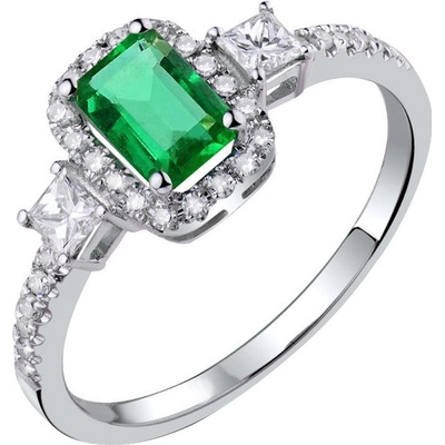 Eppi Zlatý prsteň s emerald smaragdom a diamantmi Xely R34159