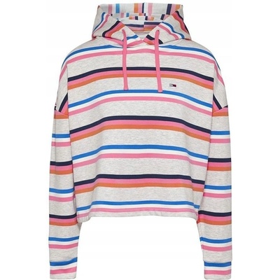 Tommy Jeans Boxy Crop Multi Stripe Hoodie mix