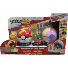 Jazwares Pokémon Surprise Attack Game Pikachu with Fast Ball vs. Treecko with Heal Ball